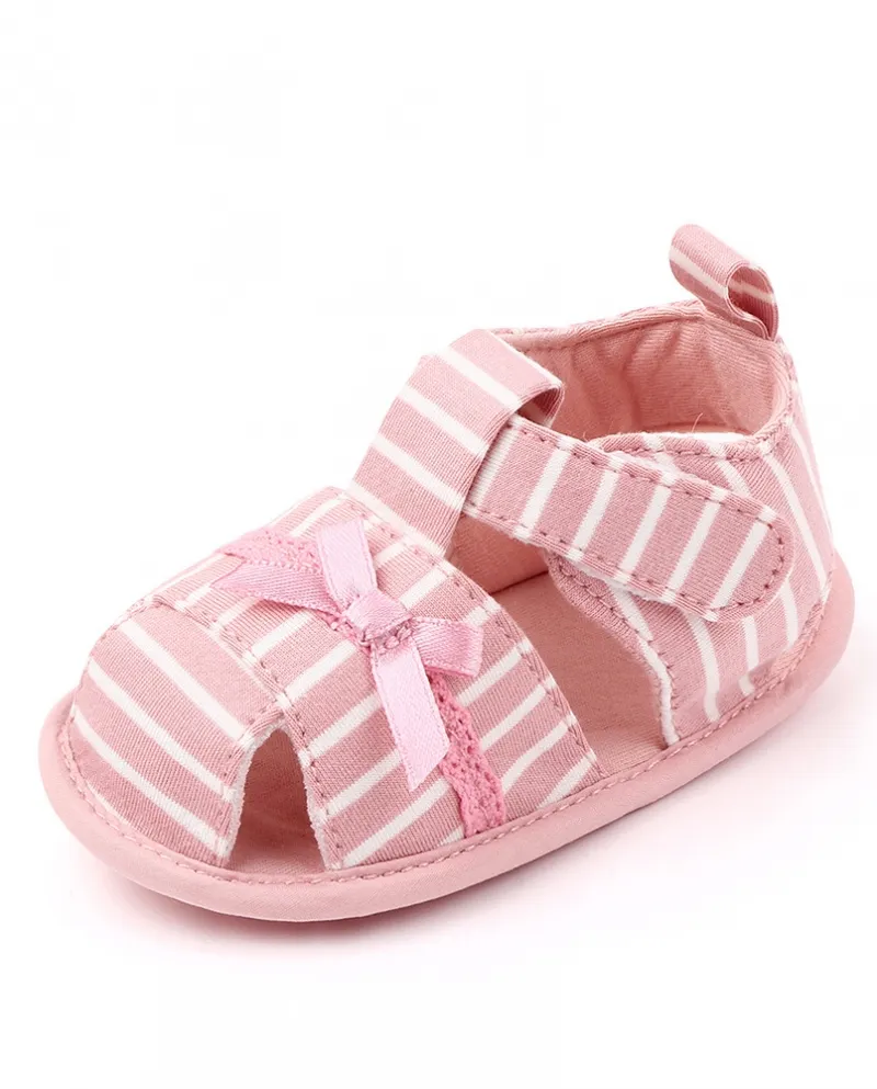 Sandali per bambini Scarpe da bambino con fiocco Scarpe da bambino con suola morbida antiscivolo a righe