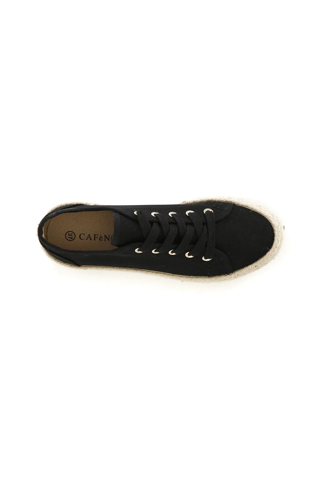 scarpa allacciata donna in tessuto suola fasciata corda nero