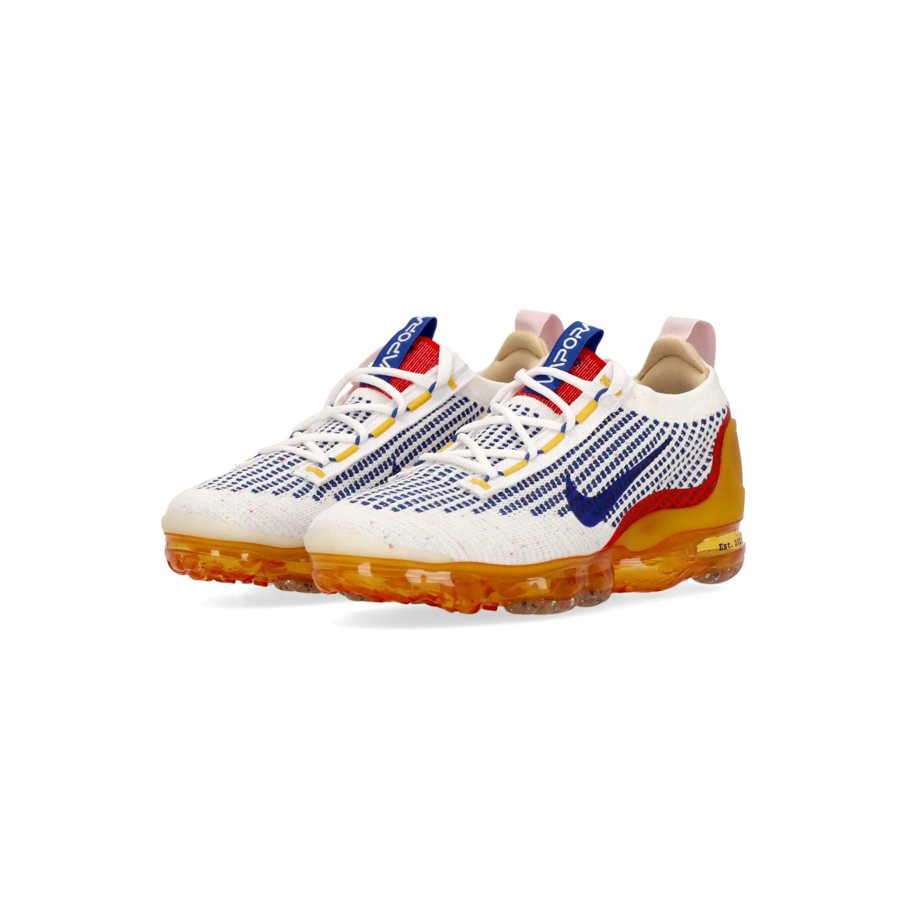 Scarpa Bassa Uomo Air Vapormax 2021 Flyknit Se White/old Royal/yellow Ochre
