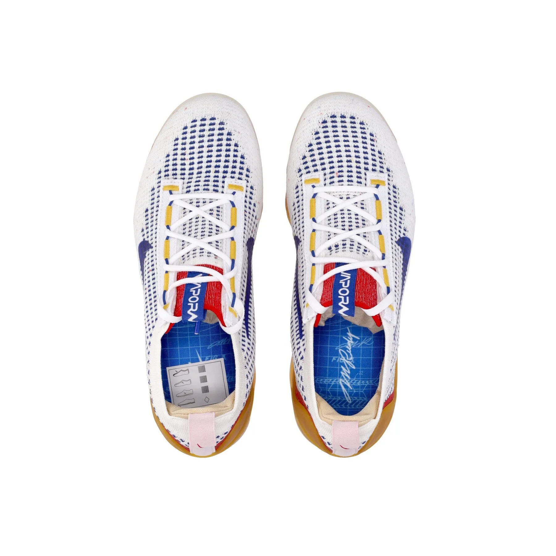 Scarpa Bassa Uomo Air Vapormax 2021 Flyknit Se White/old Royal/yellow Ochre