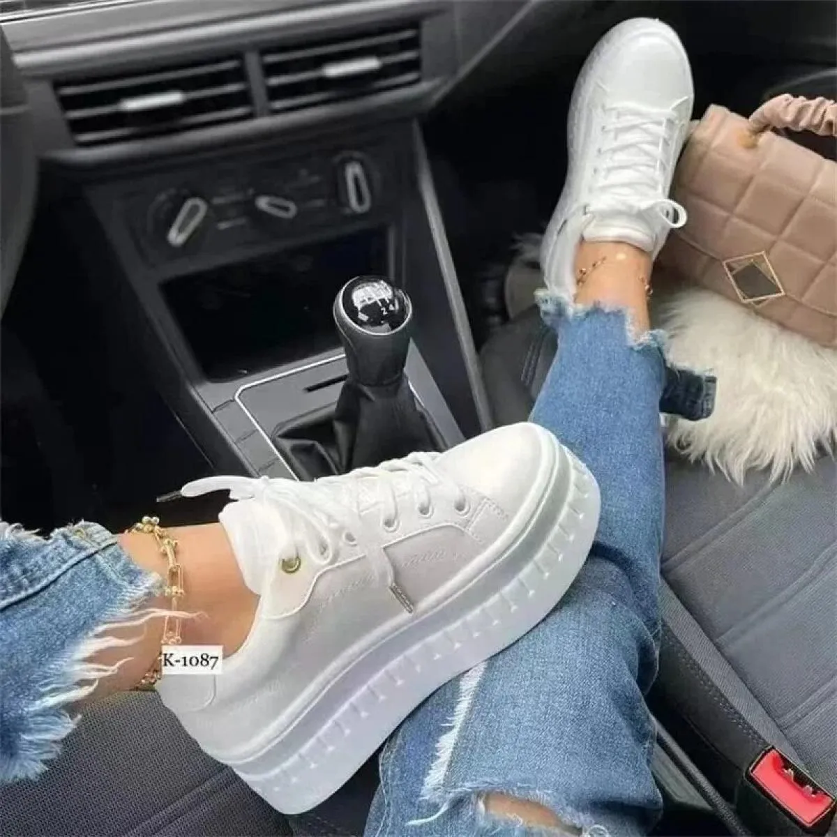 Scarpe bianche con plateau Scarpe da ginnastica da donna Scarpe da ginnastica da donna alla moda Cesti Femme Casual Chunky Sneak