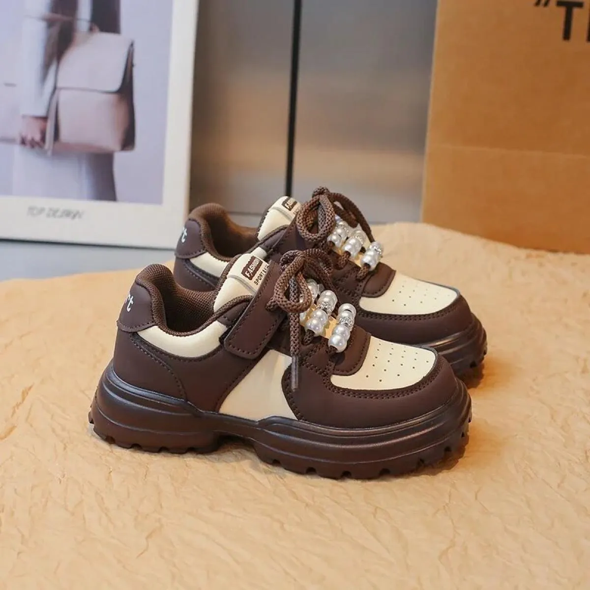 Scarpe da ginnastica per bambini Ragazza Punta tonda Impermeabile Comoda antiscivolo Resistente all'usura Primavera e autunno Sp