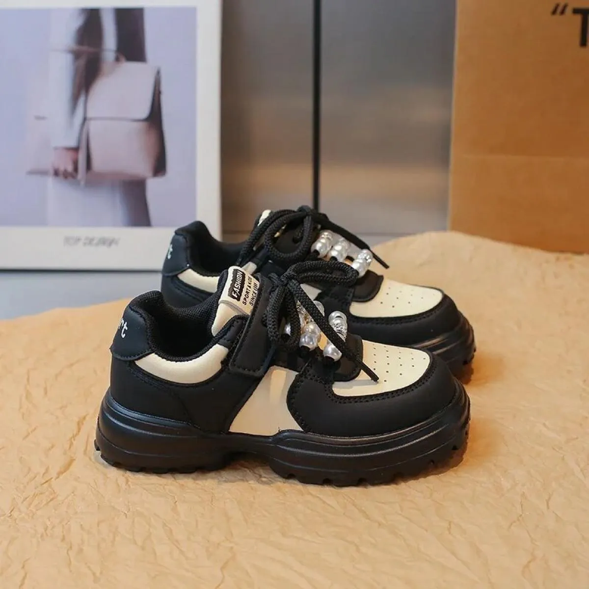 Scarpe da ginnastica per bambini Ragazza Punta tonda Impermeabile Comoda antiscivolo Resistente all'usura Primavera e autunno Sp