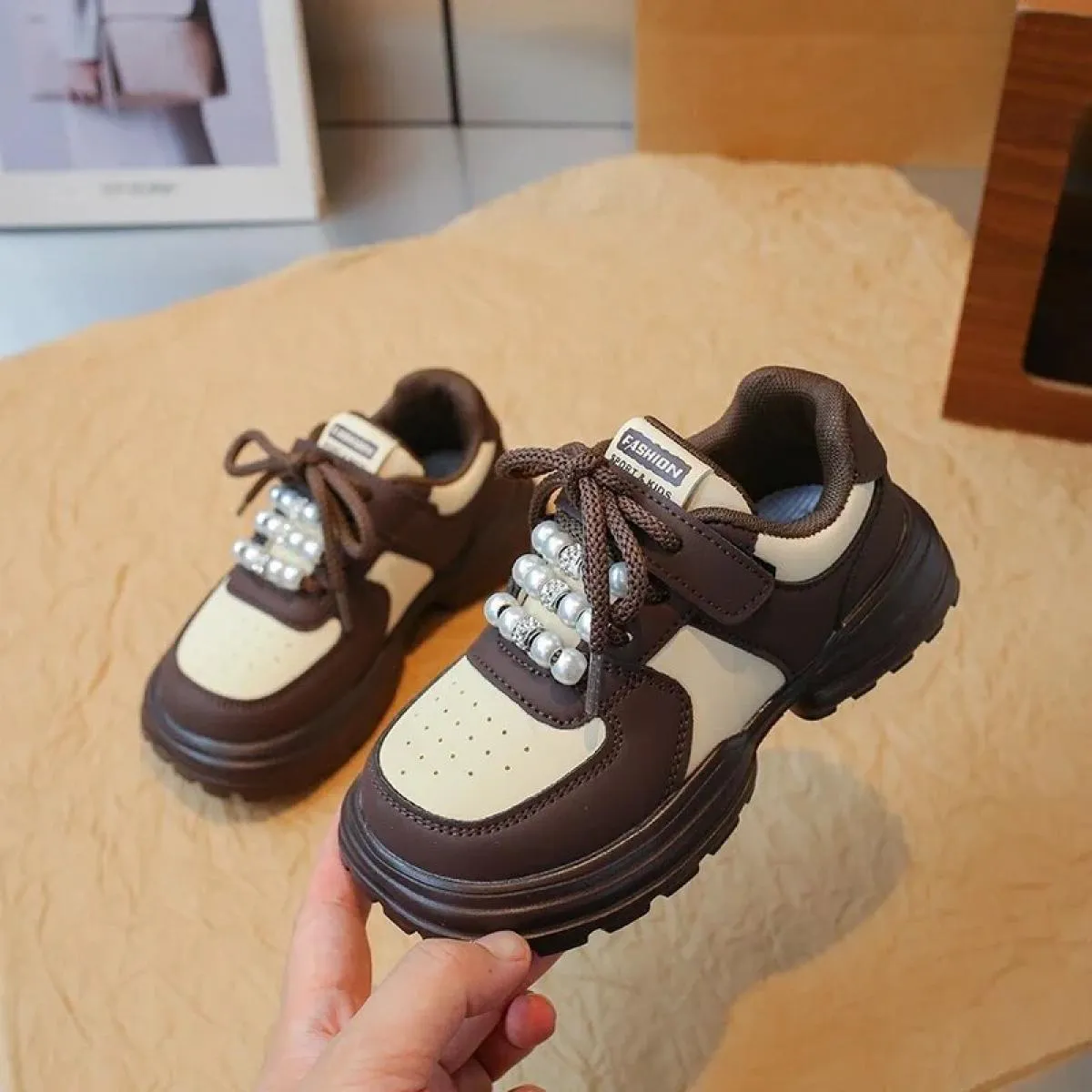 Scarpe da ginnastica per bambini Ragazza Punta tonda Impermeabile Comoda antiscivolo Resistente all'usura Primavera e autunno Sp