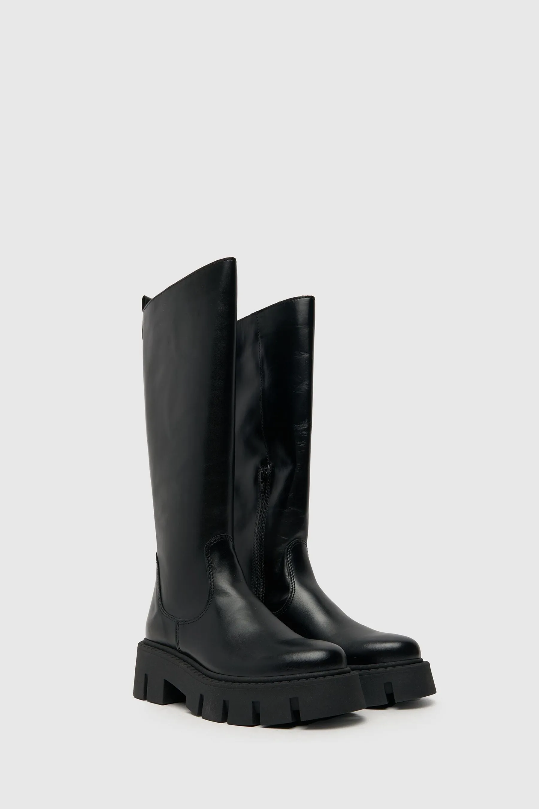 Schuh - Nero al ginocchio in pelle tortora - Stivali