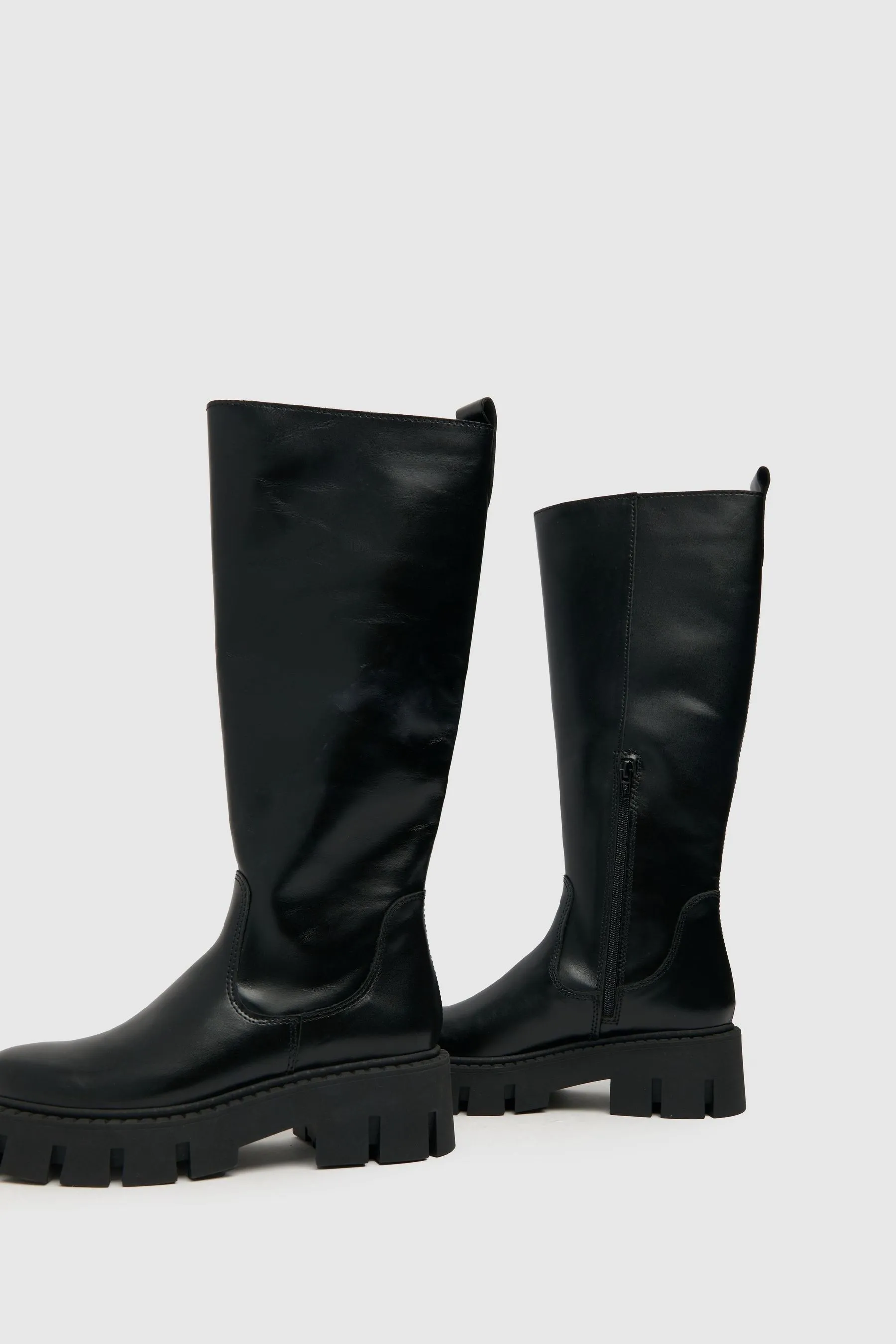 Schuh - Nero al ginocchio in pelle tortora - Stivali