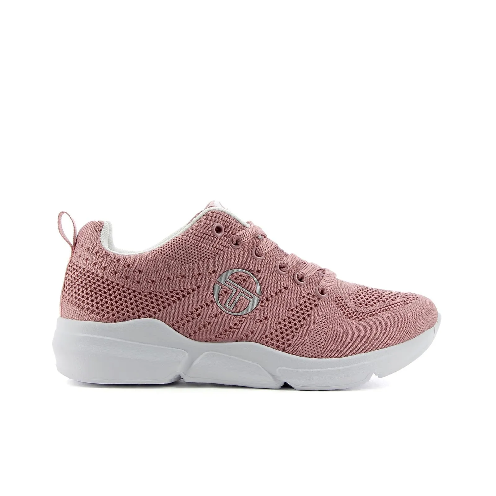 Sneakers donna da running rosa con suola alta