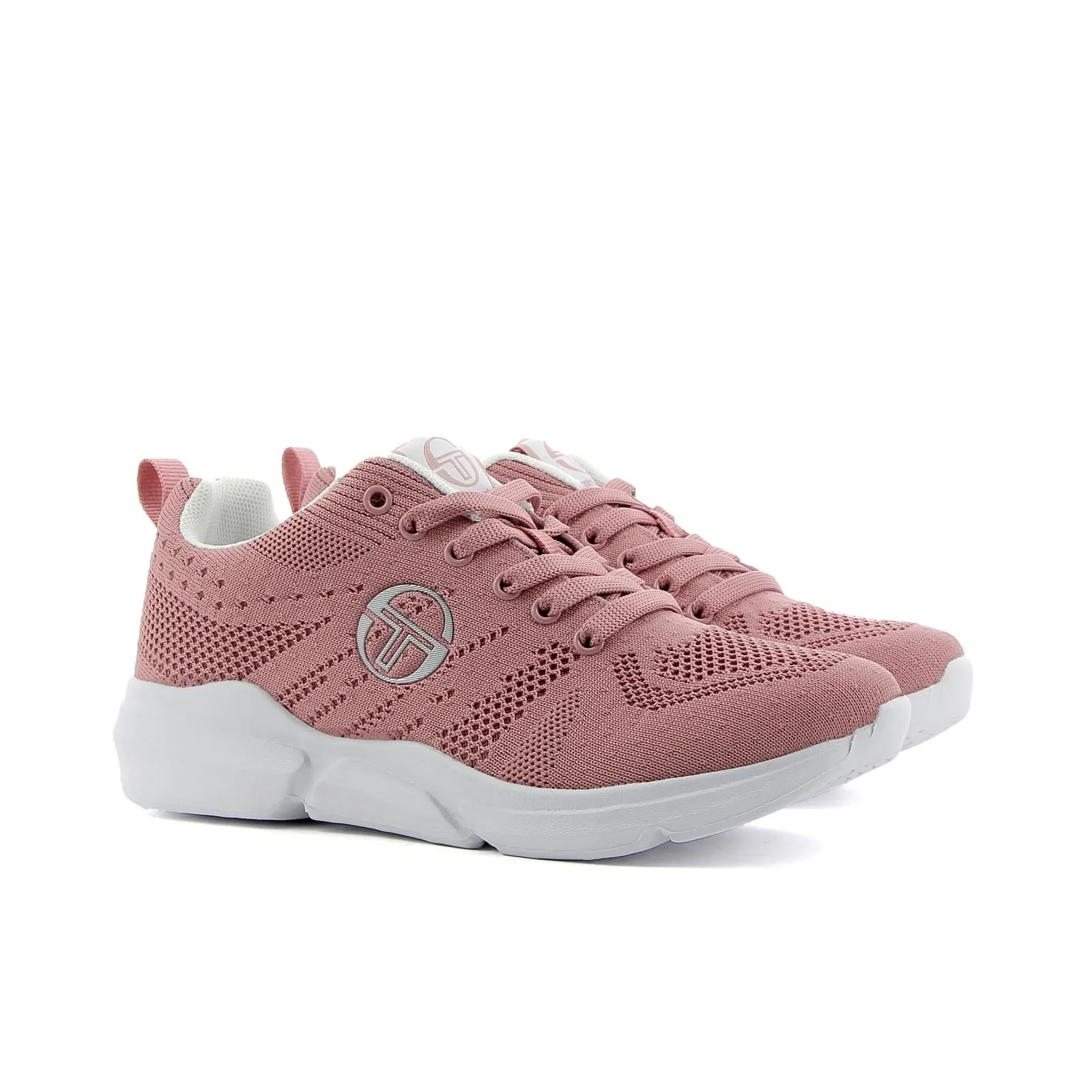 Sneakers donna da running rosa con suola alta