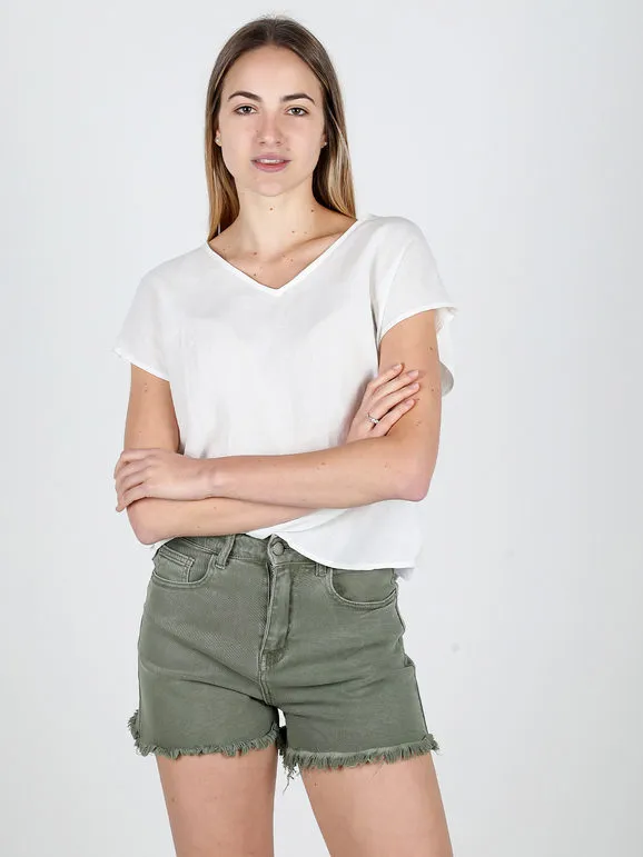 Solada Blouse femme en lin à col V