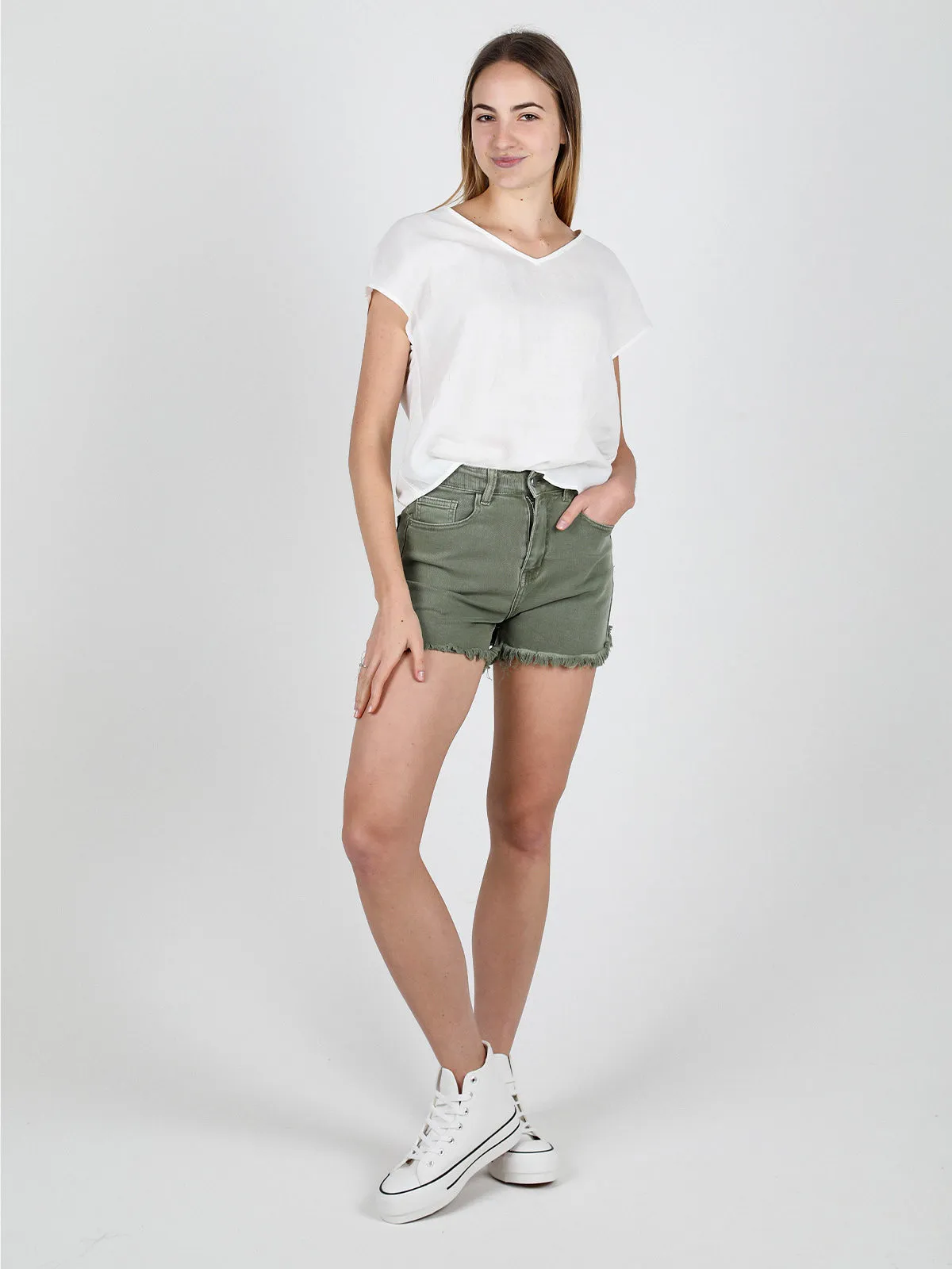 Solada Blouse femme en lin à col V