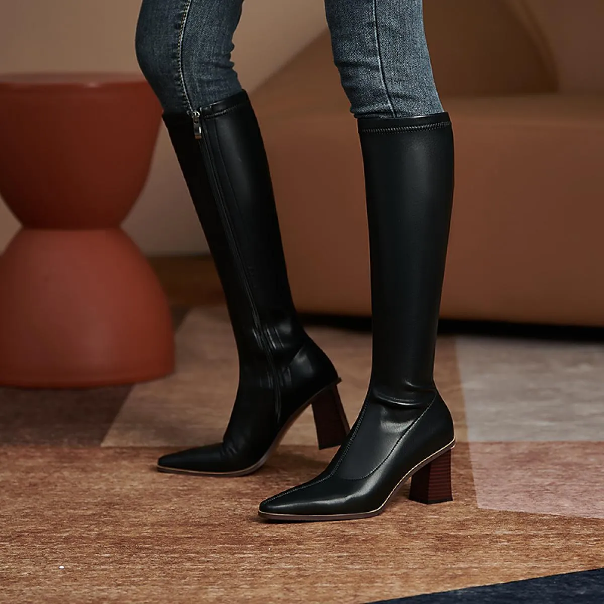 Stivali alti al ginocchio in vera pelle Stivali da donna in vera pelle da donna Nuovi autentici