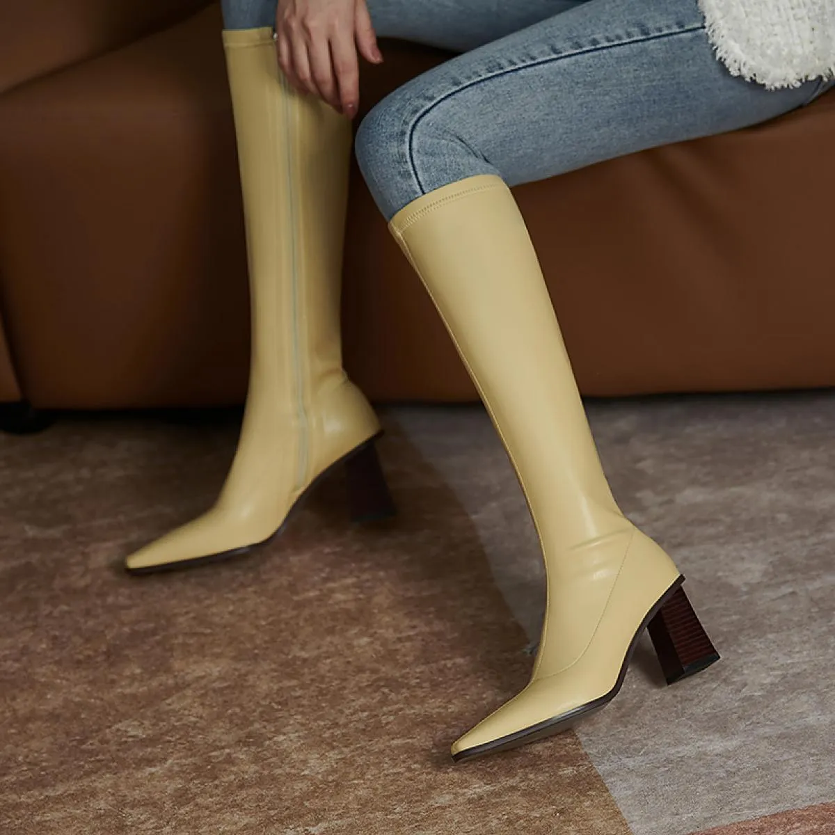 Stivali alti al ginocchio in vera pelle Stivali da donna in vera pelle da donna Nuovi autentici