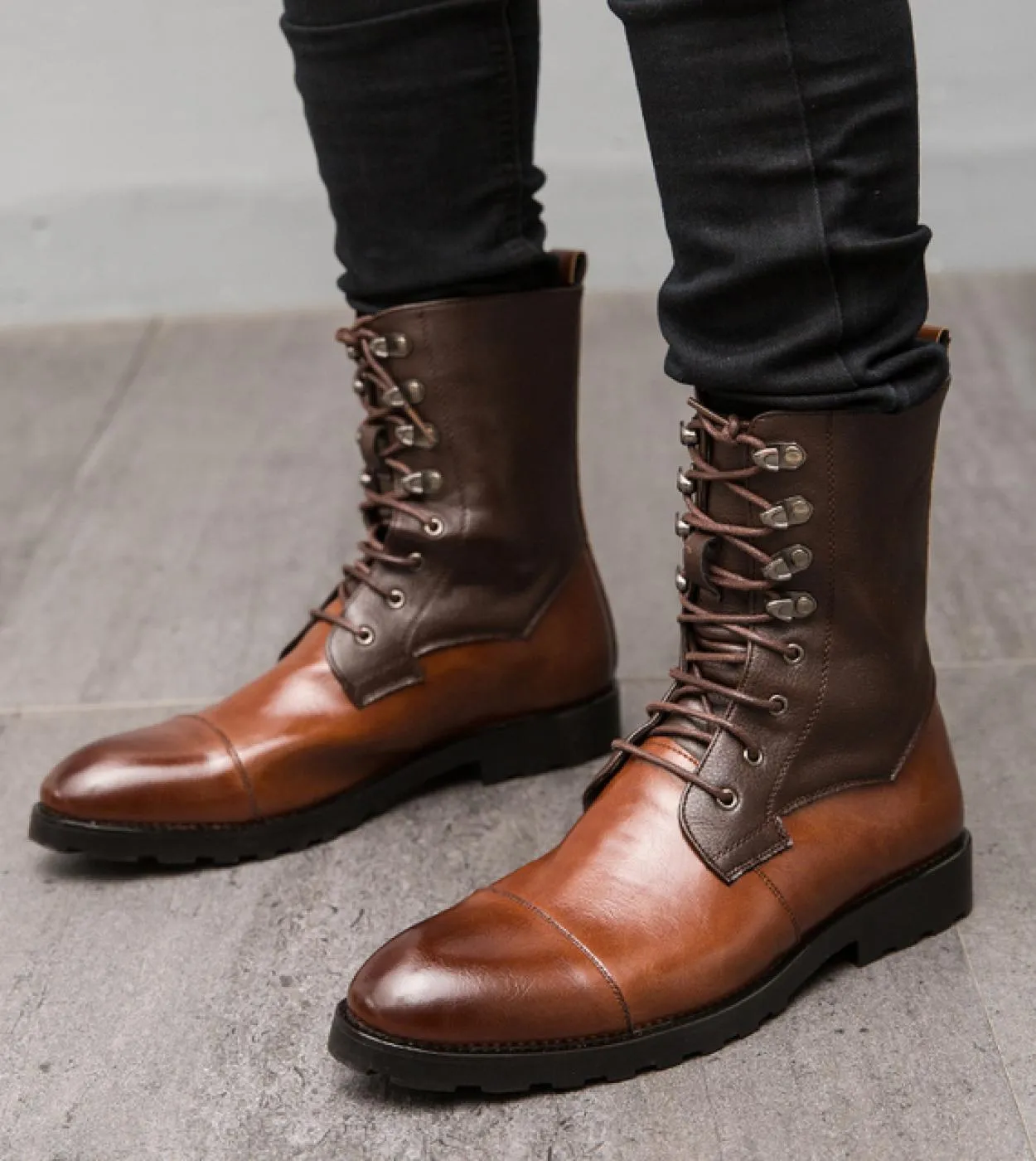 Stivali casual da uomo in vera pelle vintage da uomo Stivali in pelle da uomo a punta