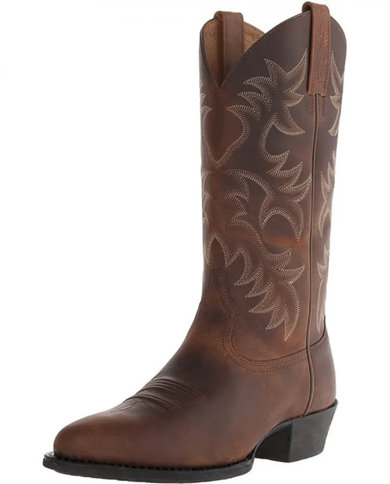 Stivali da cowboy western classici da uomo in pelle con tacco basso Stivali da cowboy western con ricamo confortevole Stivali da