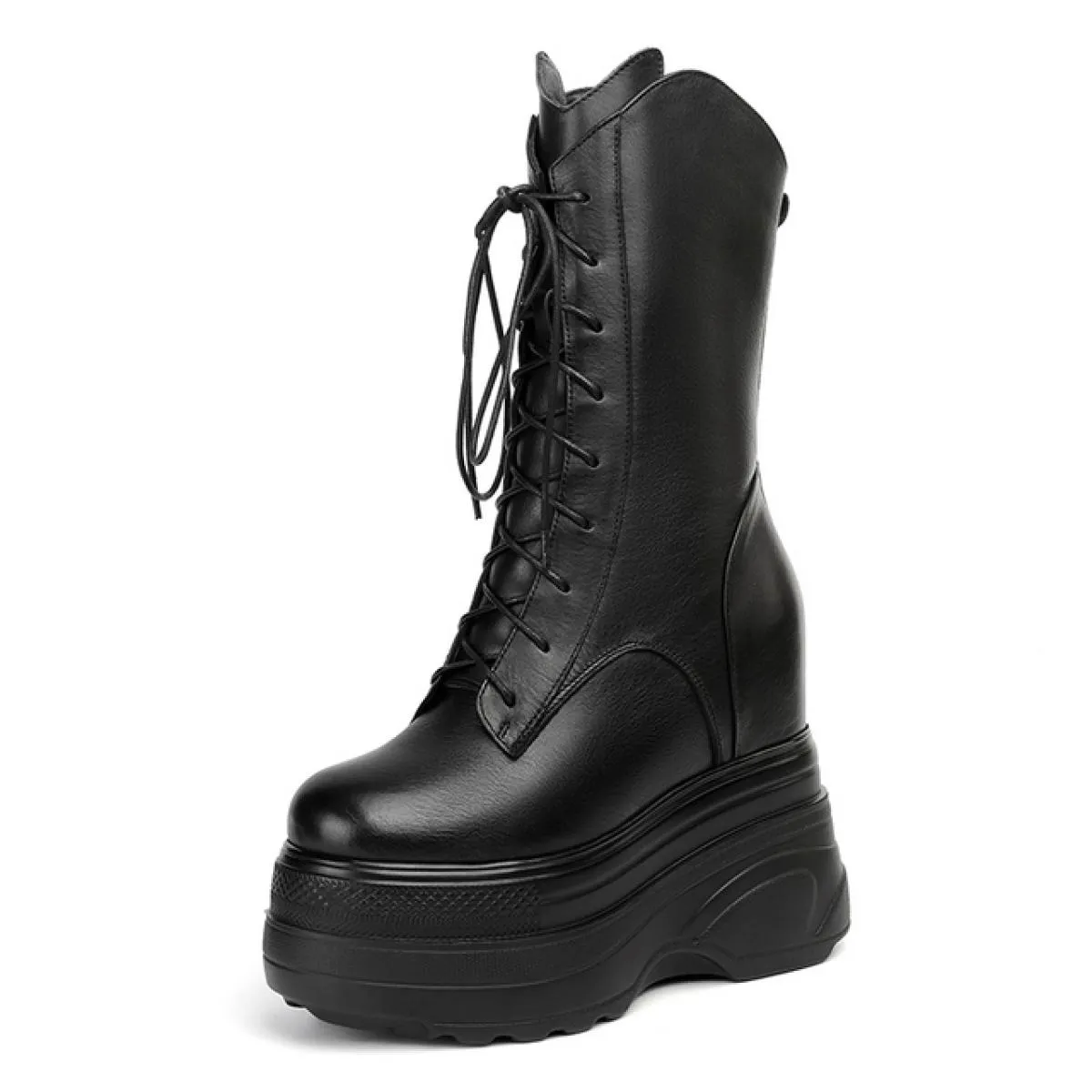 Stivali da donna Scarpe punk rock Stivali con plateau in pizzo Tacchi alti Zeppe Stivali punk Stivali da donna