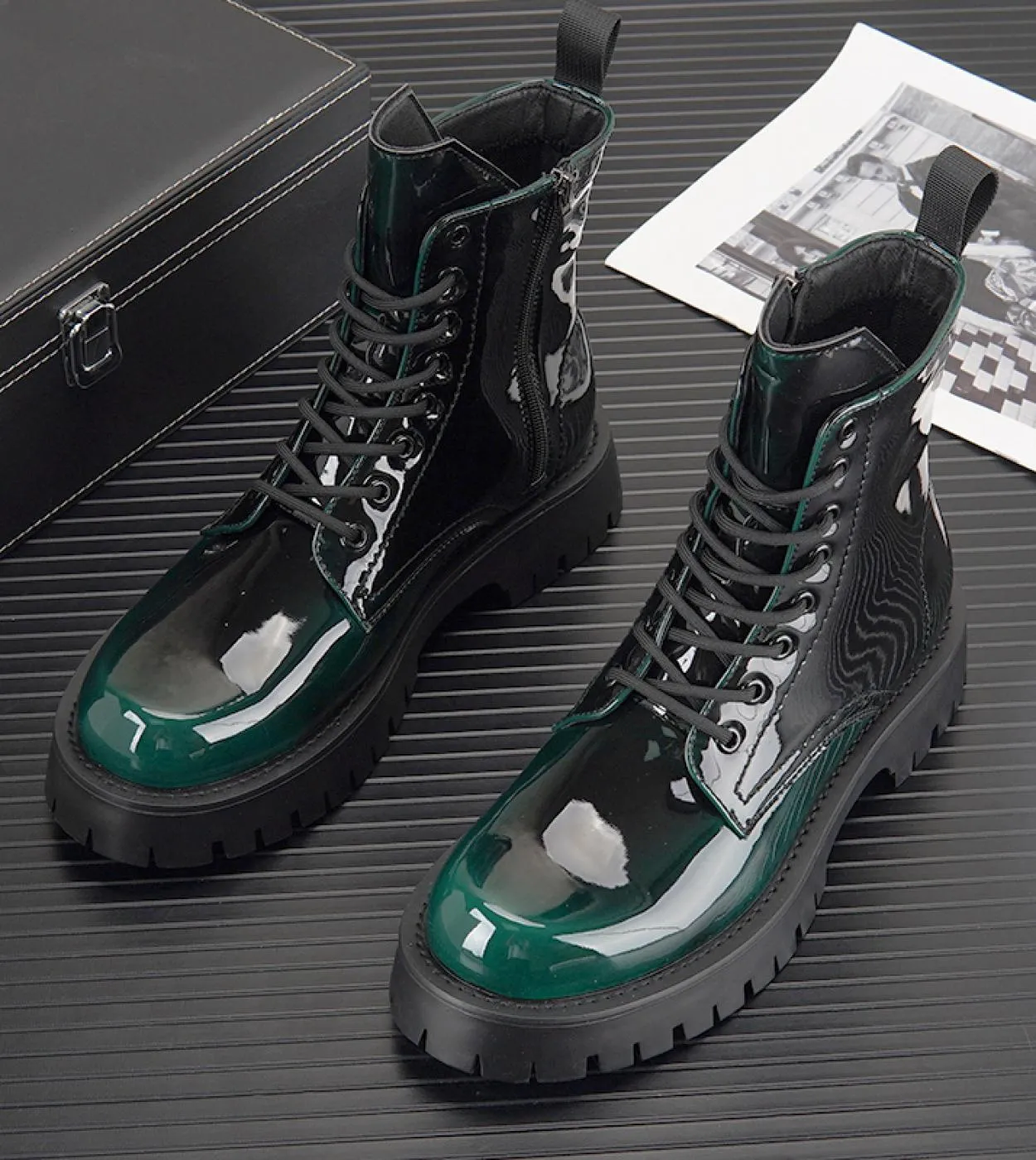 Stivali da moto in pelle Scarpe da trekking in pelle Stivali da uomo Moto retrò da uomo