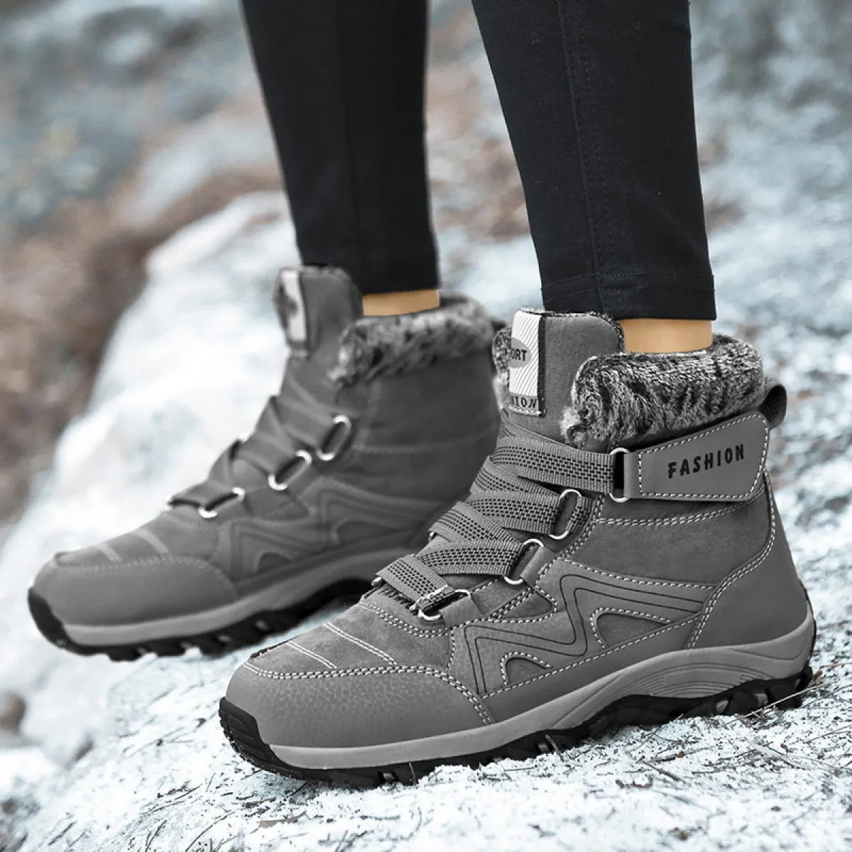 Stivali da neve da uomo di grandi dimensioni Amanti dell'inverno Scarpe di cotone in pile caldo Scarpe da ginnastica alte antisc