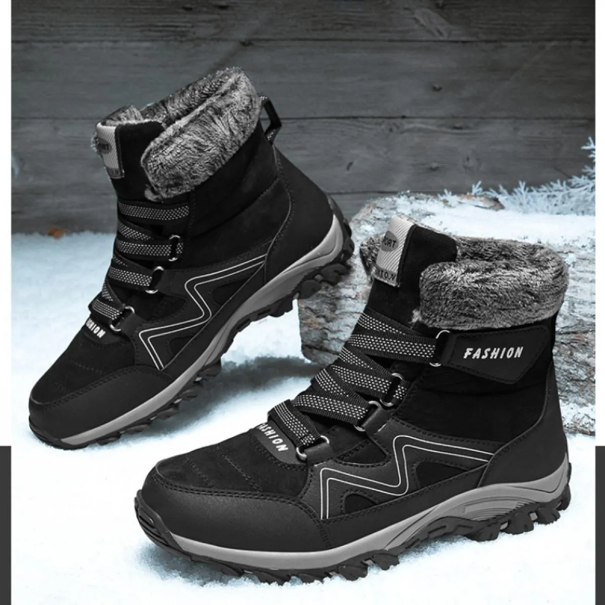 Stivali da neve da uomo di grandi dimensioni Amanti dell'inverno Scarpe di cotone in pile caldo Scarpe da ginnastica alte antisc