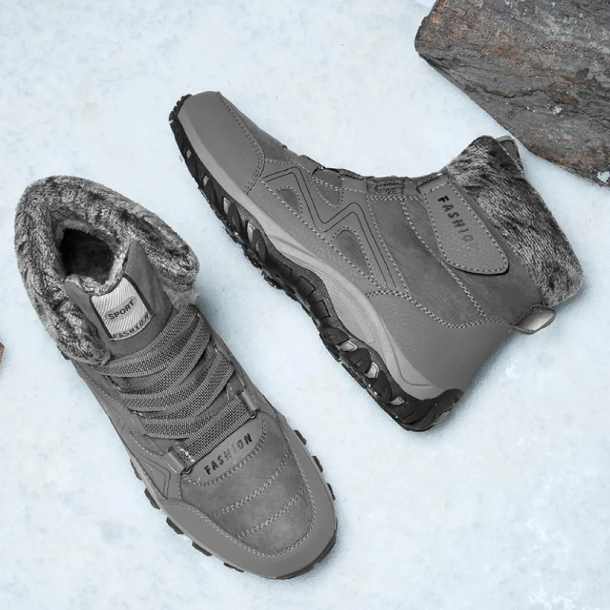 Stivali da neve da uomo di grandi dimensioni Amanti dell'inverno Scarpe di cotone in pile caldo Scarpe da ginnastica alte antisc
