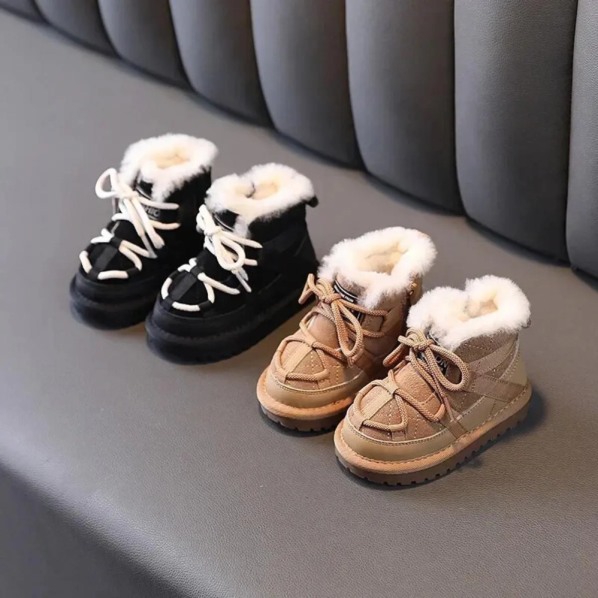 Stivali da neve per bambini invernali Comfort caldo peluche Scarpe da bambino per bambini Scarpe antiscivolo Moda Neonate Stival