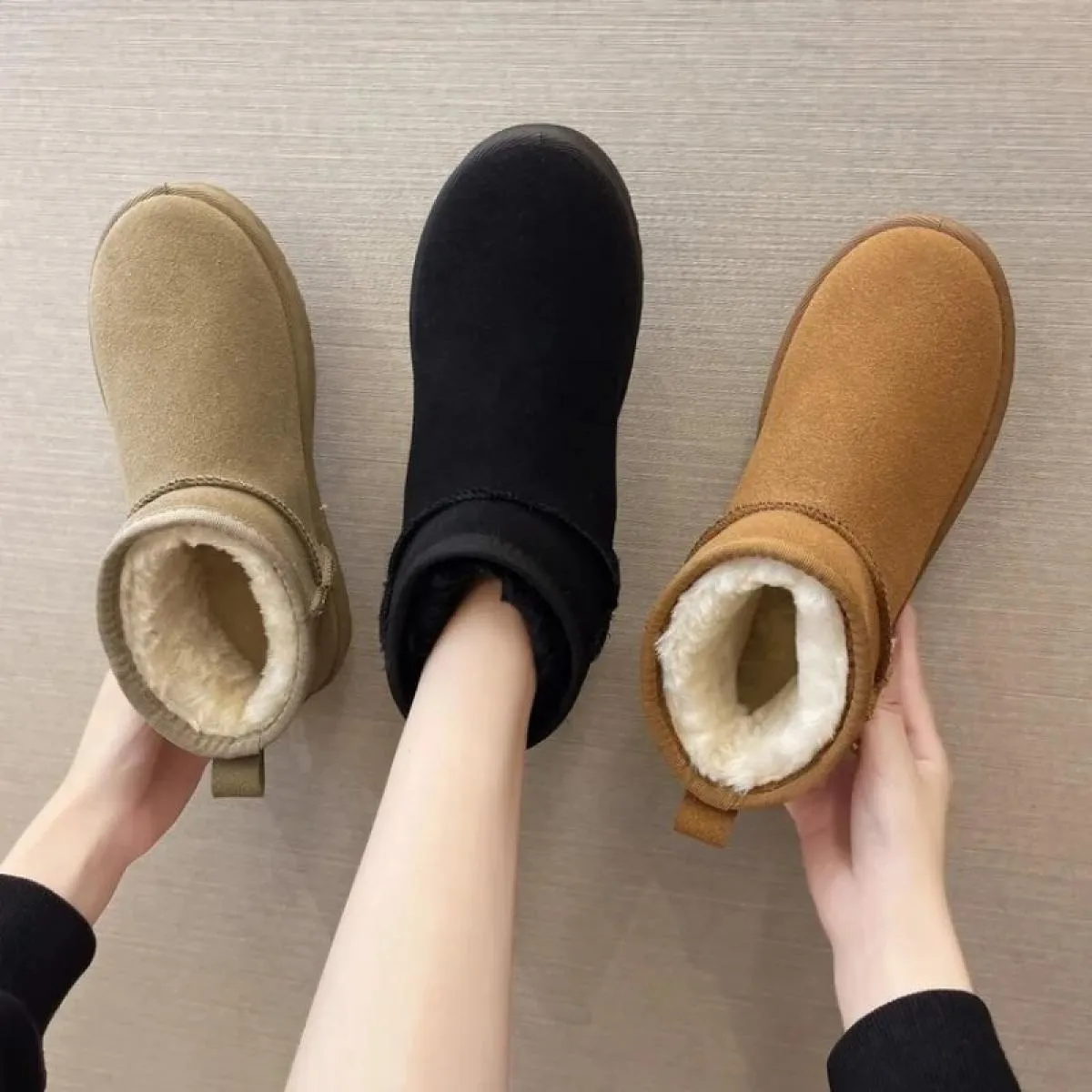 Stivali da neve Tubo corto da donna Scarpe di cotone ispessito Antiscivolo Scarpe invernali nuove Scarpe da donna per studenti 2