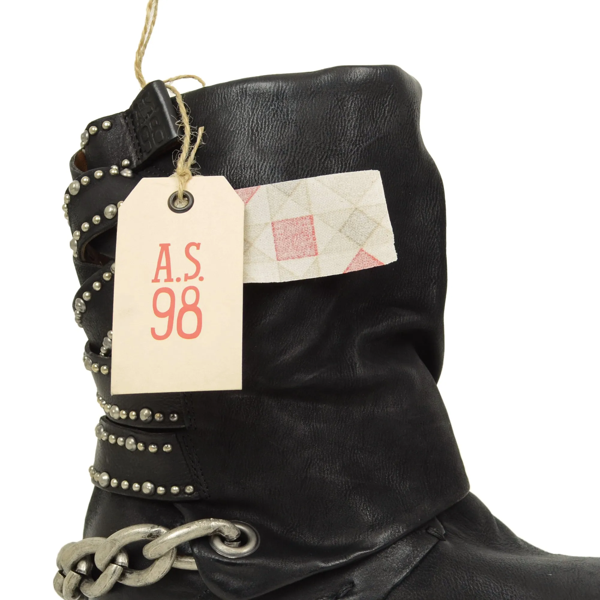 Stivali Donna Biker Neri A.S.98 in Pelle con Borchie e Zip