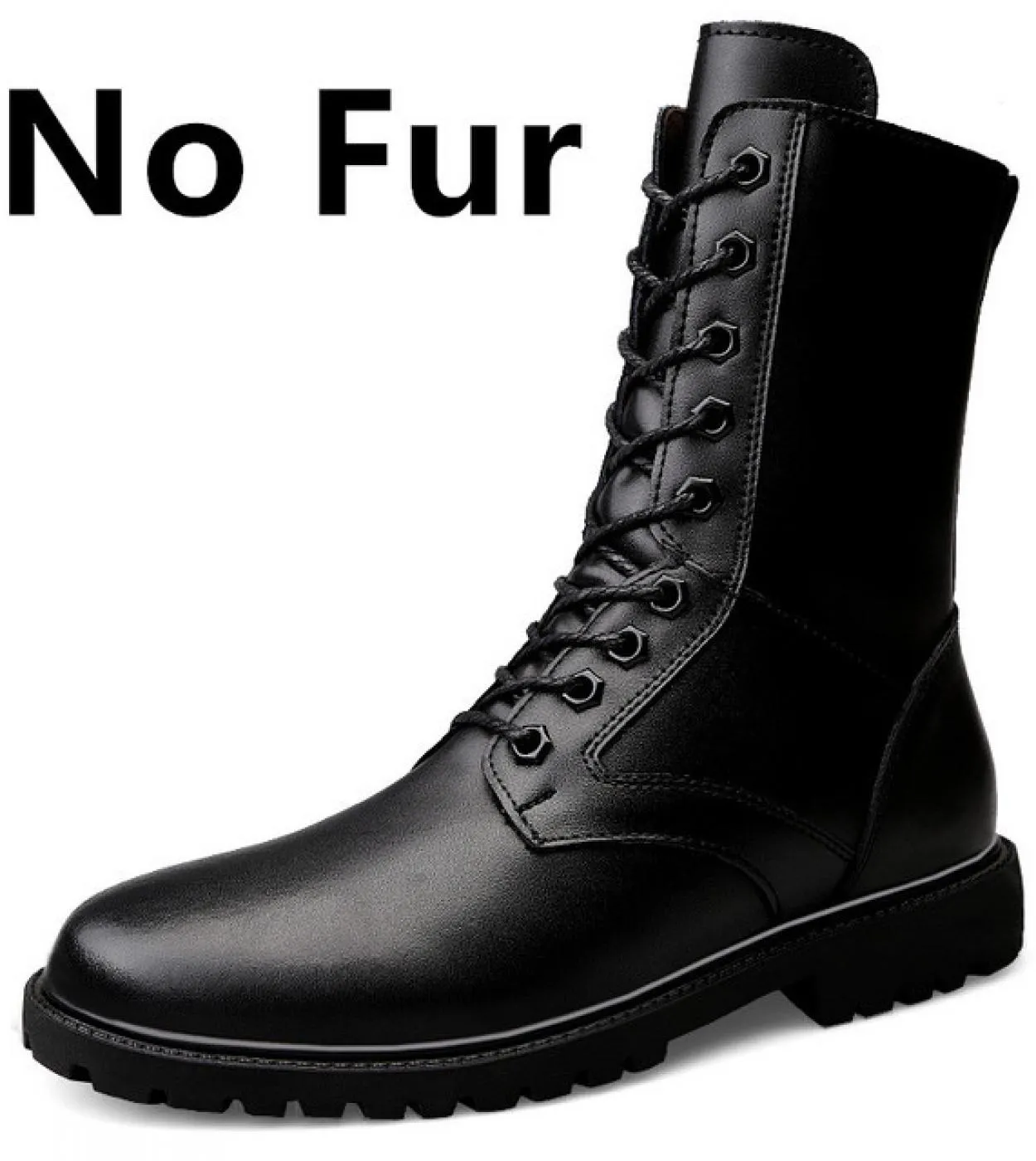 Stivali lunghi da uomo invernali Stivali da moto punk moda casual Stivali stringati in pelle da motociclista neri alti Scarpa da
