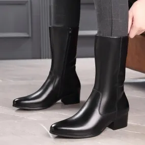 Stivali lunghi Stivali da equitazione in denim da equitazione alti in pelle da uomo con cerniera alta Stivali da equitazione Mar