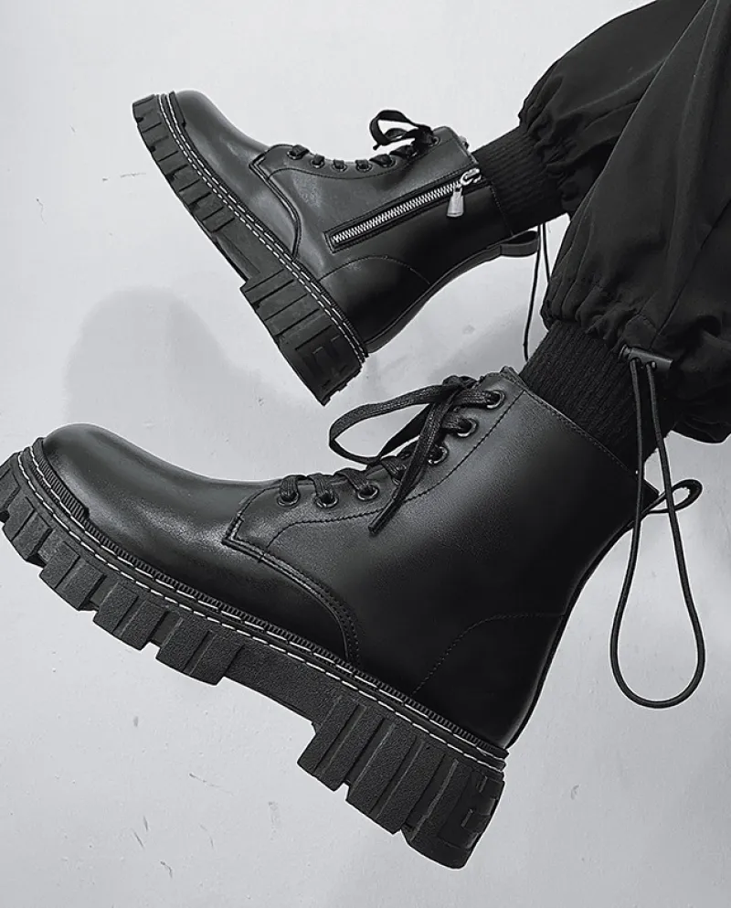 Stivali Martin Stivali nuovi da uomo Scarpe con cerniera laterale Stivali alti in pelle Stivali da uomo autunno e inverno