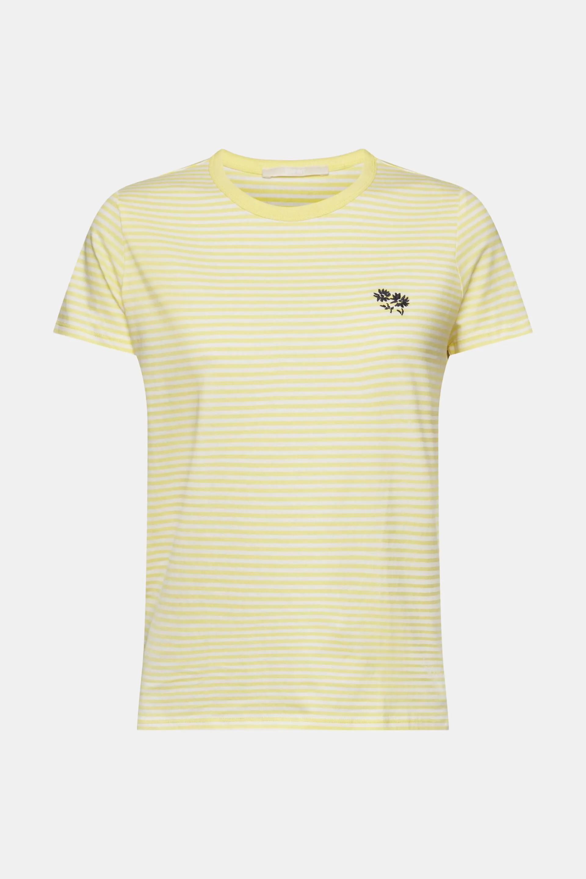 T-shirt a righe con fiore ricamato