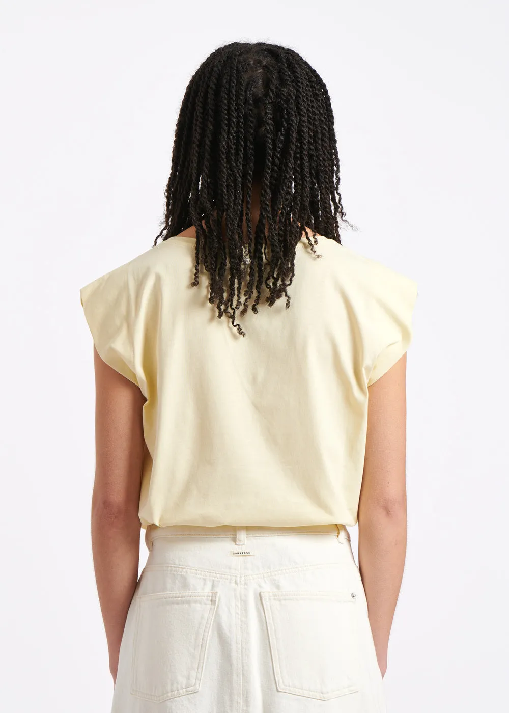T-shirt jaune clair sans manches en coton biologique