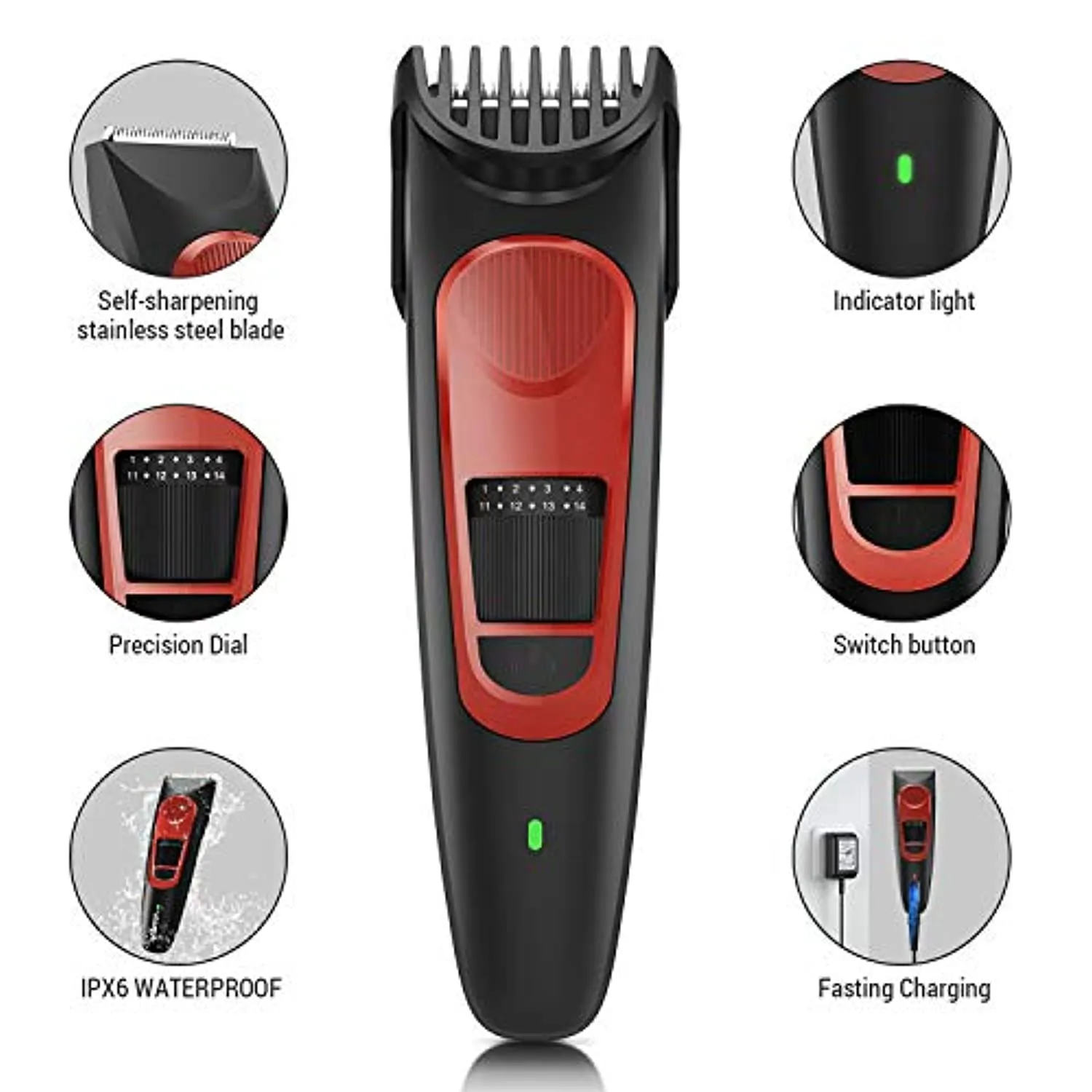 Tagliacapelli Uomo Professionale, Regolabarba Elettrico, Trimmer Precisione, Rasoio Barba Tagliatrice Capelli Ricaricabile Imper