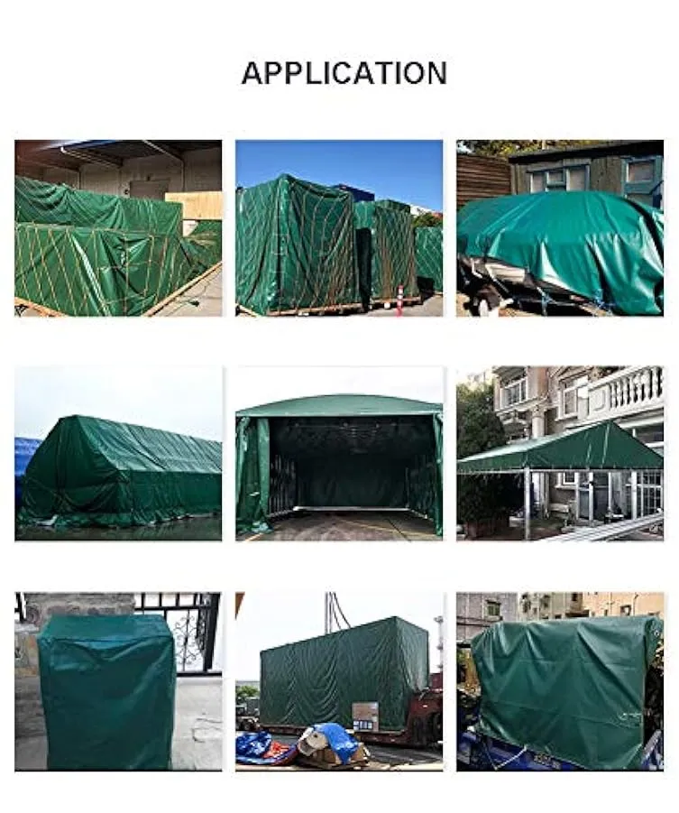 Telo Esterno Resistente Impermeabile, Verde PVC 500gsm 17-18 Mil Spessa Telone Copertura con Occhielli, per Patio Tenda da Campe
