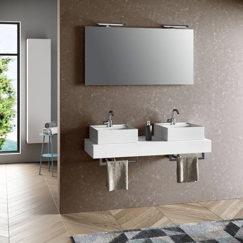 TFT Home Composizione doppio lavabo 7 pezzi YOKA, bianco