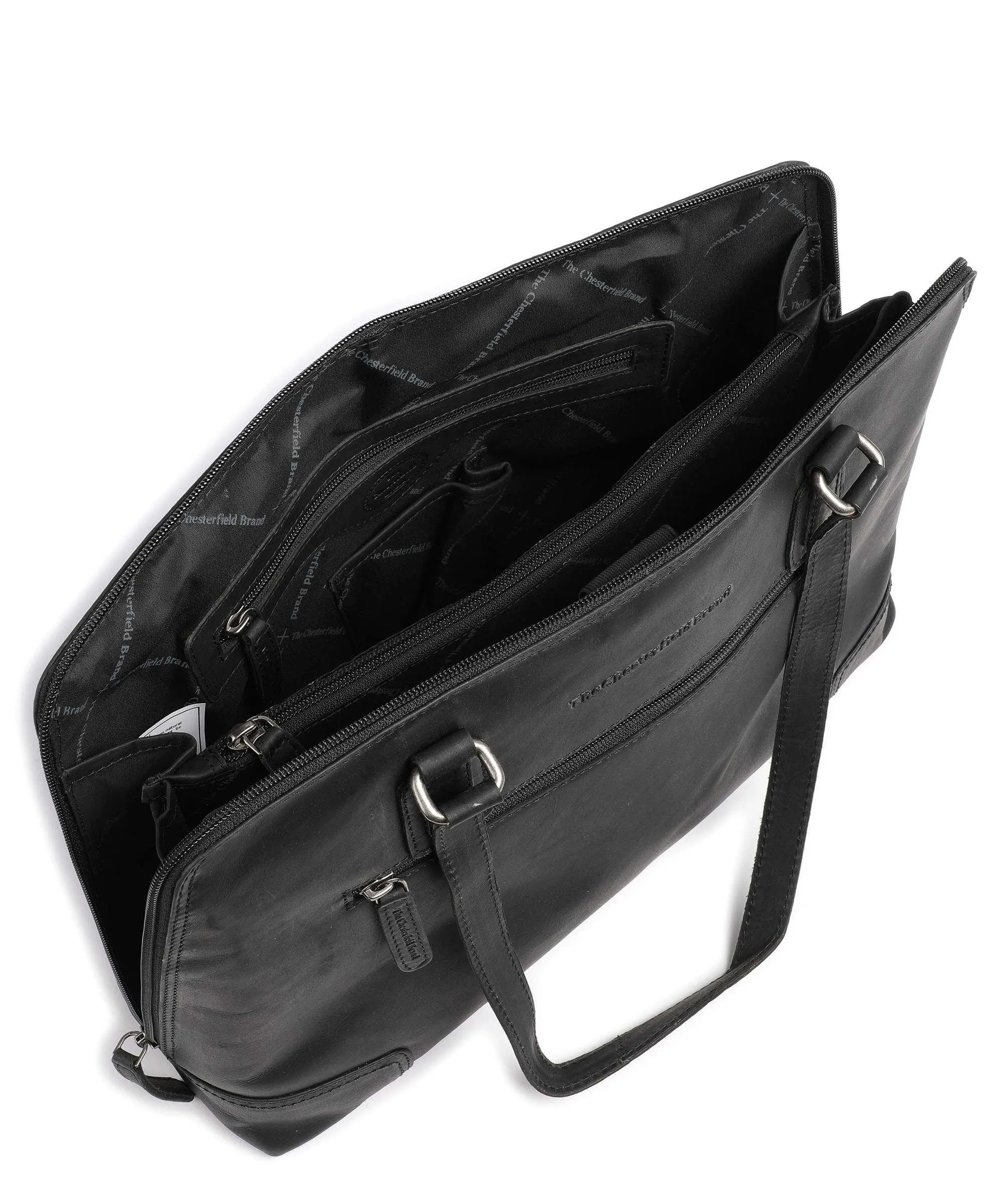  The Chesterfield Brand Cow Wax Pull Up Lugano Borsa shopper 14″ pelle di vacchetta pull-up nero  