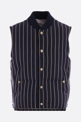 THOM BROWNE piumino smanicato in lana a righe