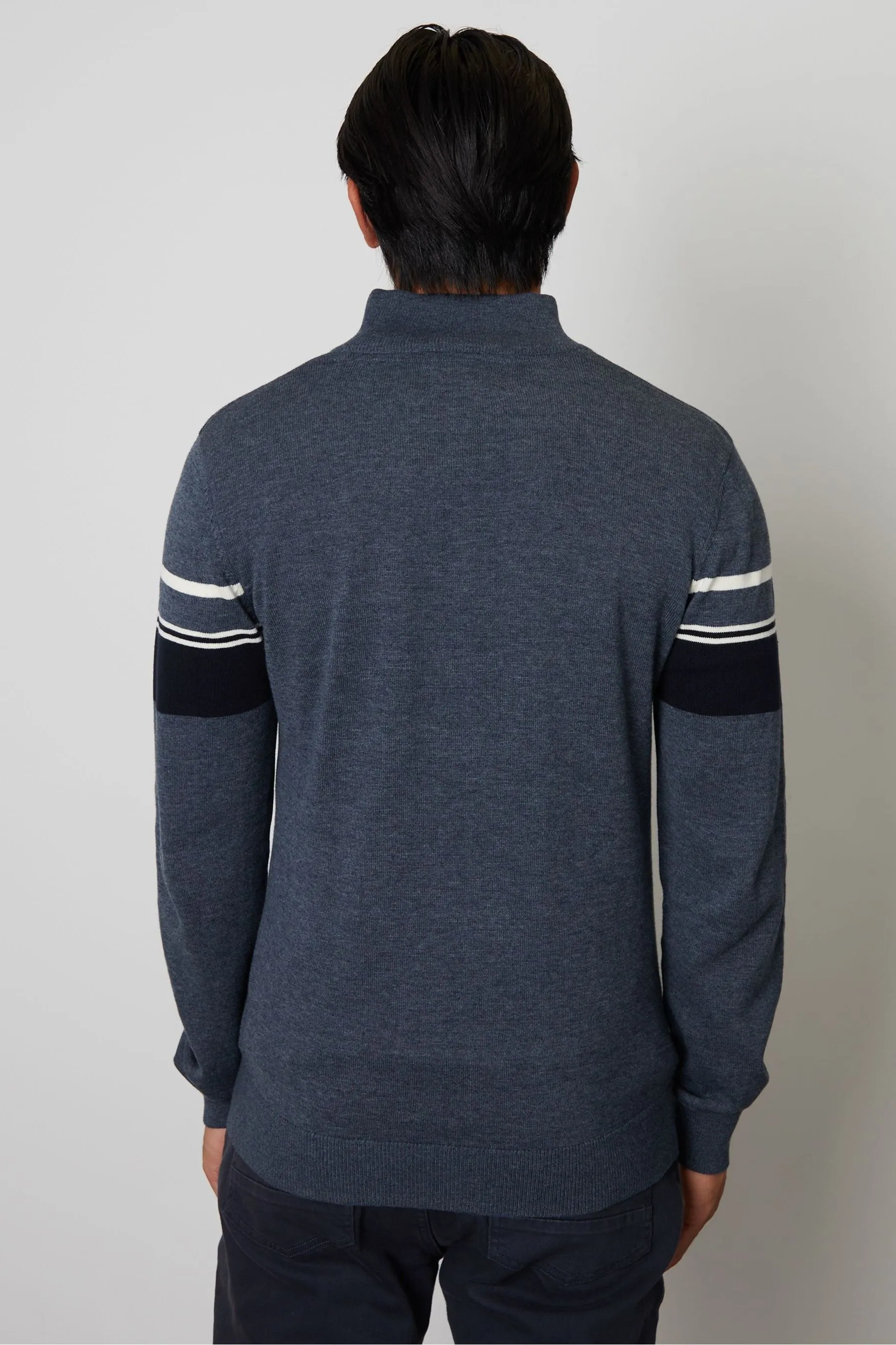 Threadbare A righe - Maglia lavorata con zip corta