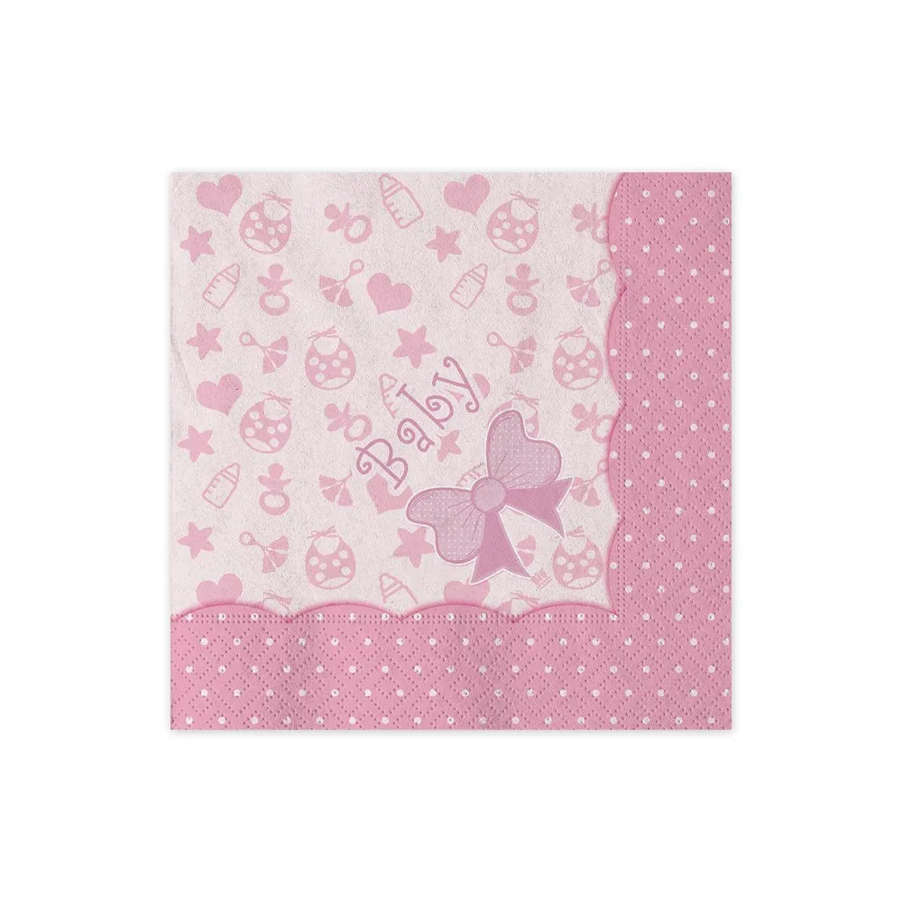 Tovaglioli Tovagliolo Battesimo Bimba Rosa Baby Cartoncino Tavola Cerimonia  Decorazione Bambina