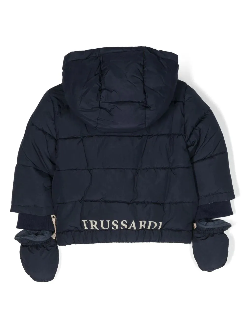 Trussardi piumino da neonato con cappuccio blu