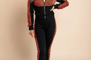 Tuta con stampa leopardata Segovia,rossa