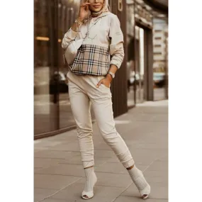 Tuta in cotone a quadri Madelina, beige