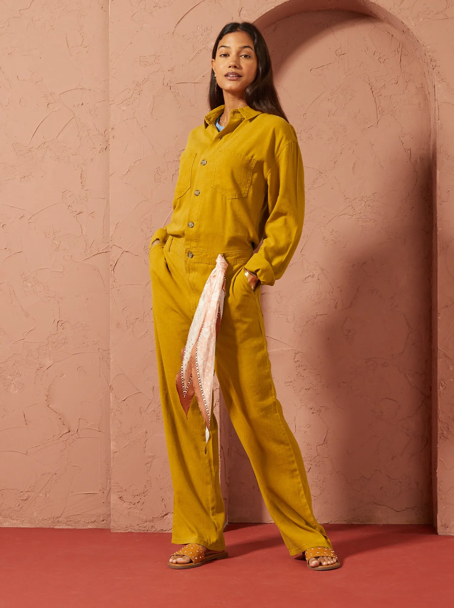 Tuta in misto lino Unisex - GIALLO