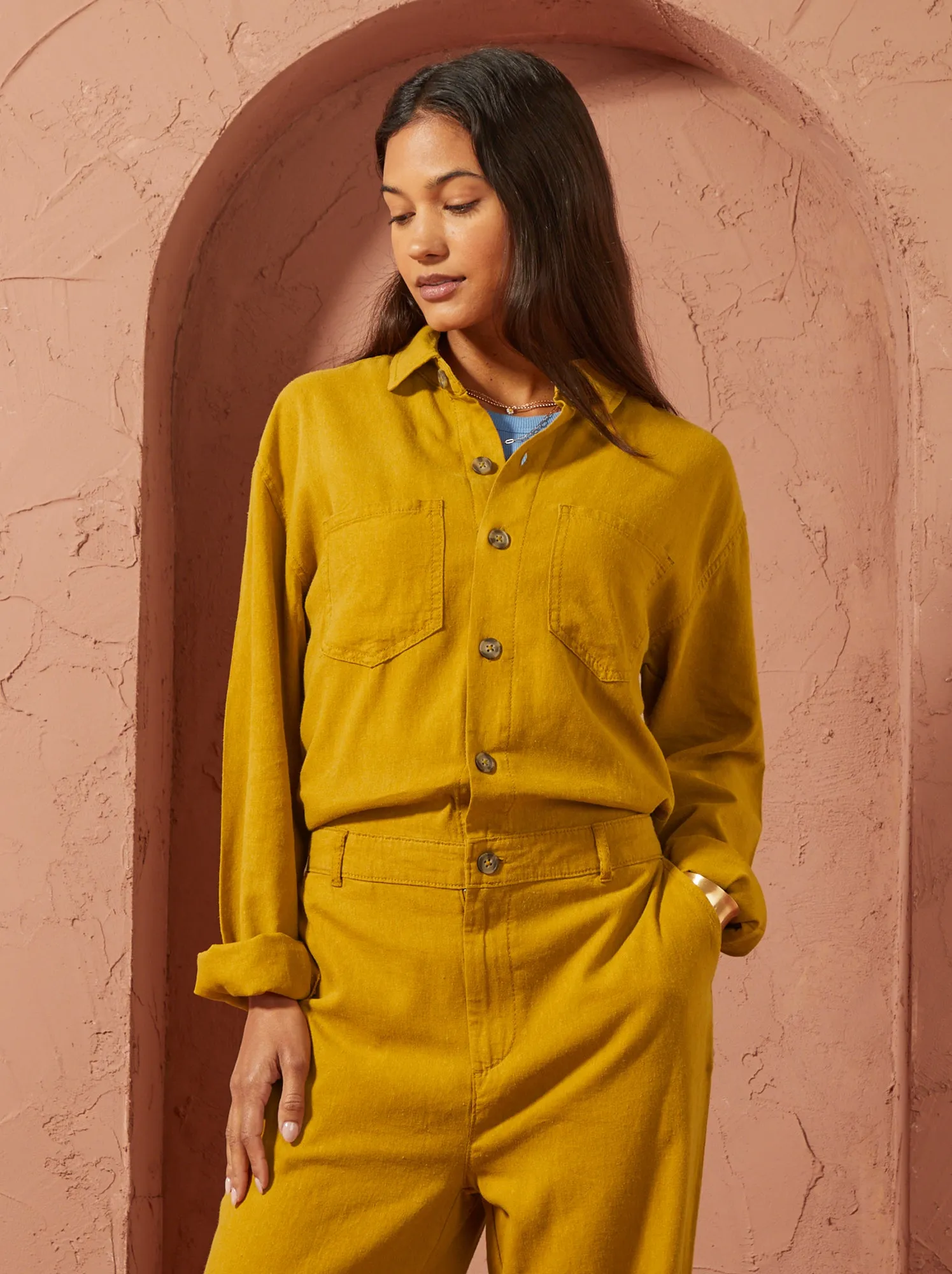 Tuta in misto lino Unisex - GIALLO