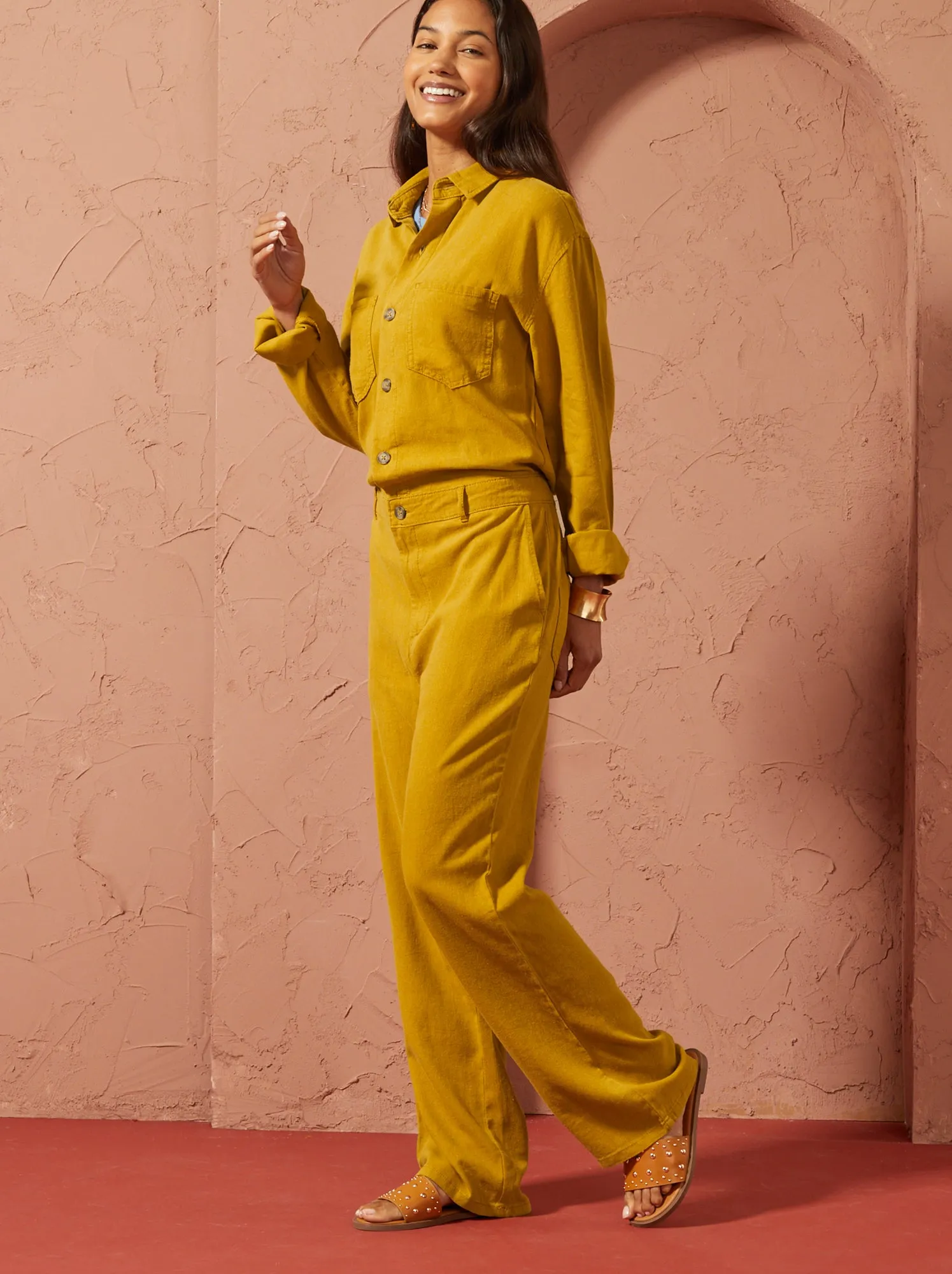 Tuta in misto lino Unisex - GIALLO