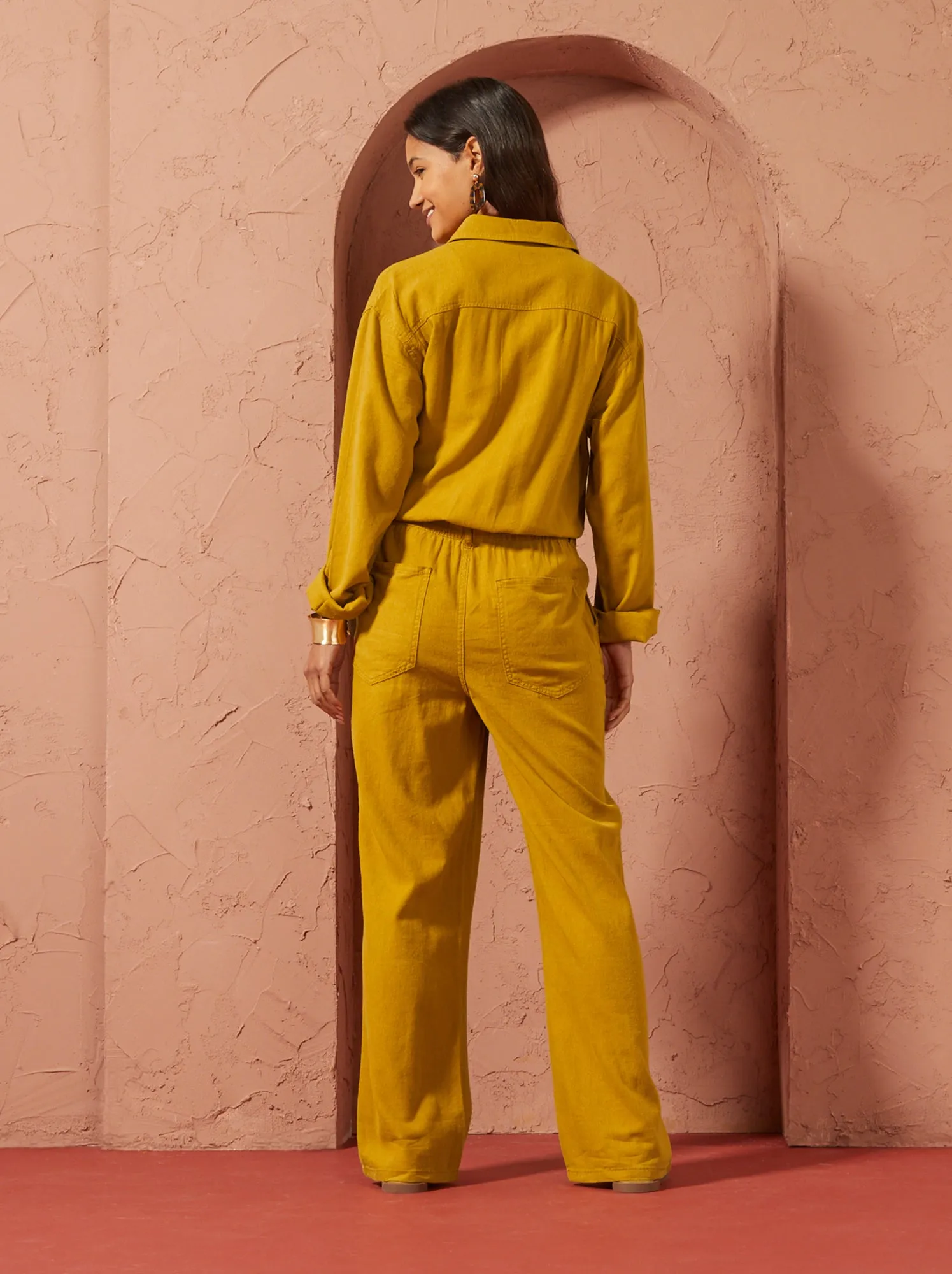 Tuta in misto lino Unisex - GIALLO