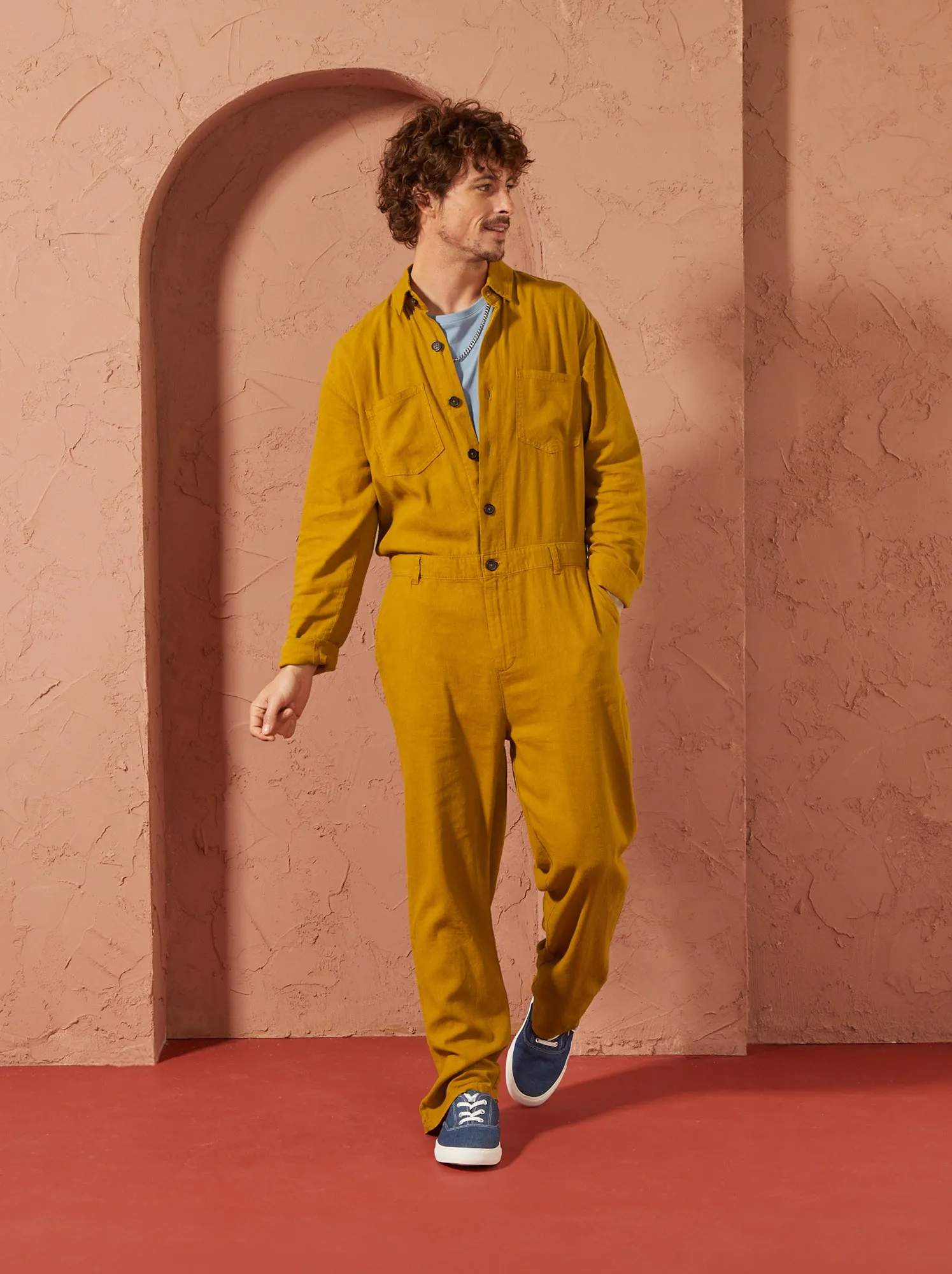 Tuta in misto lino Unisex - GIALLO
