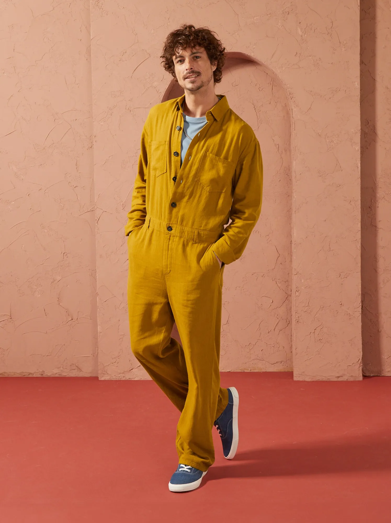 Tuta in misto lino Unisex - GIALLO