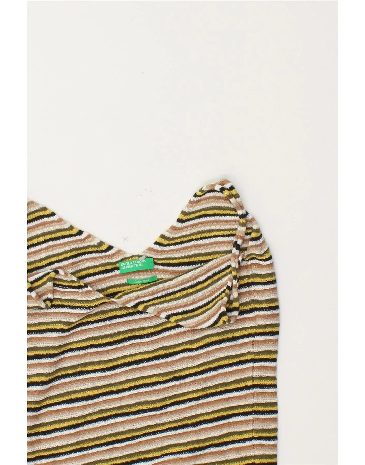 UNITED COLORS OF BENETTON Womens Cami Top UK 6 XS Beige Striped