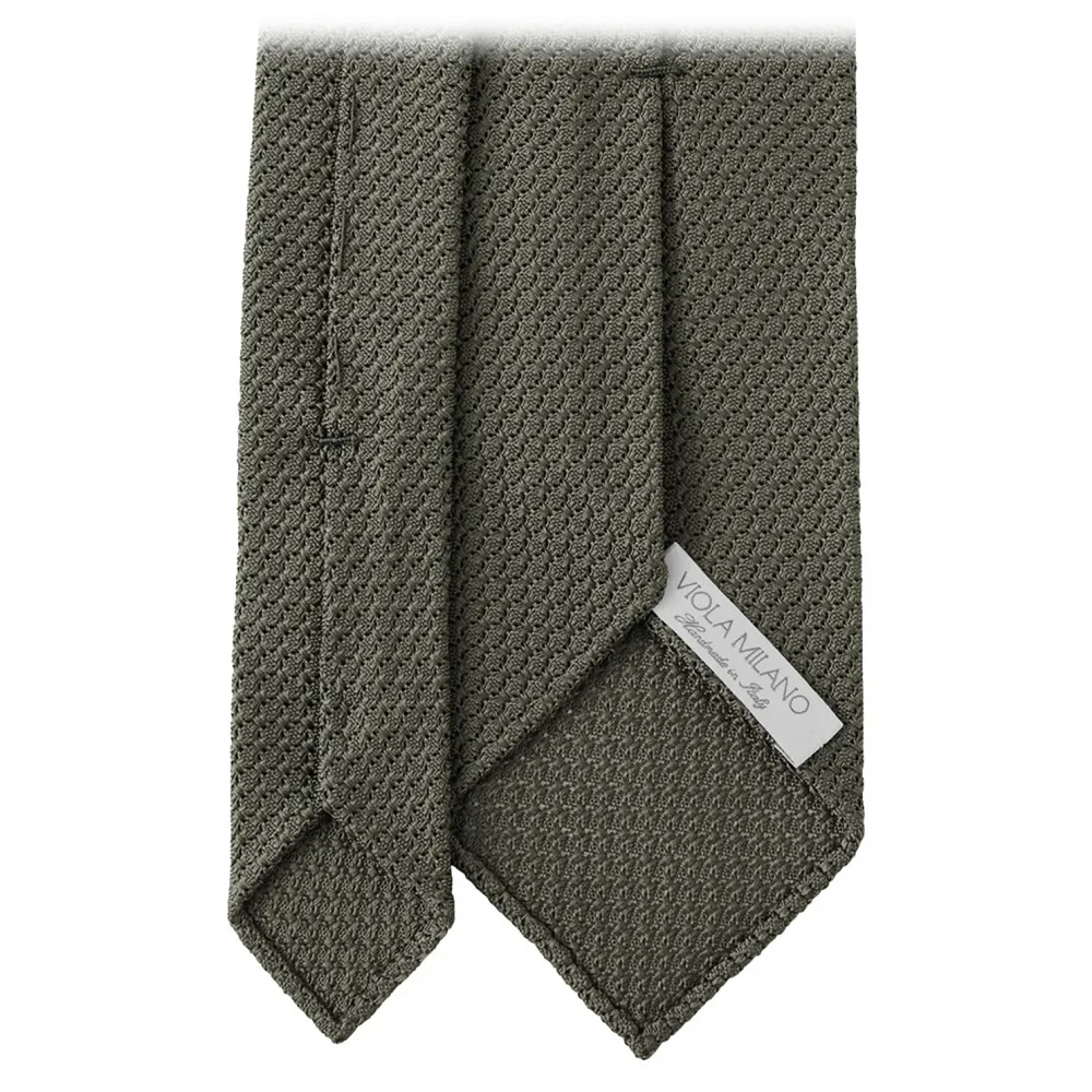 Viola Milano - Cravatta Sfoderata Grenadine Garza Grossa - Verde Militare - Handmade in Italy - Luxury Exclusive Collection