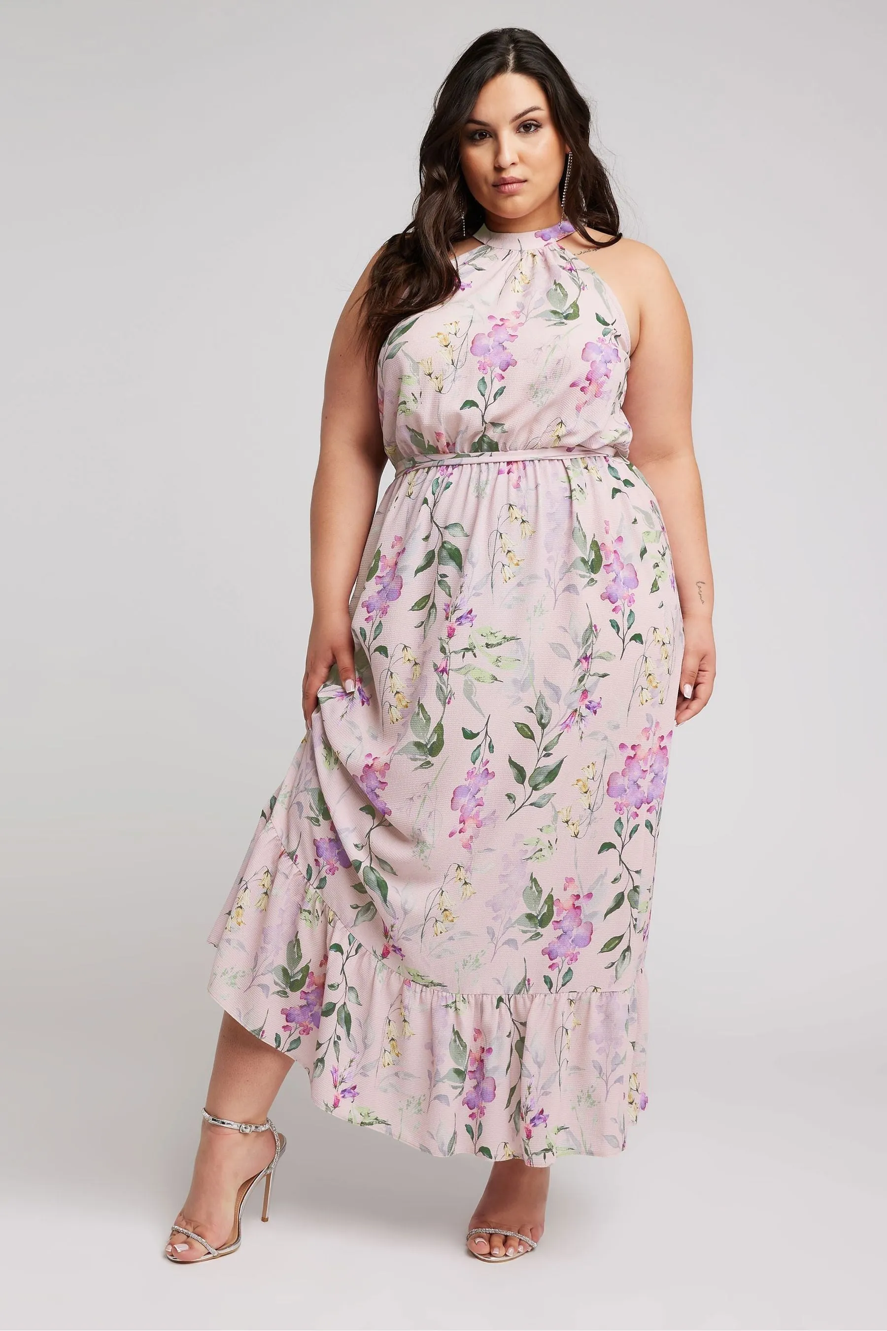 Yours Curve YOURS LONDON Curve - Rosa - Abito maxi con stampa floreale